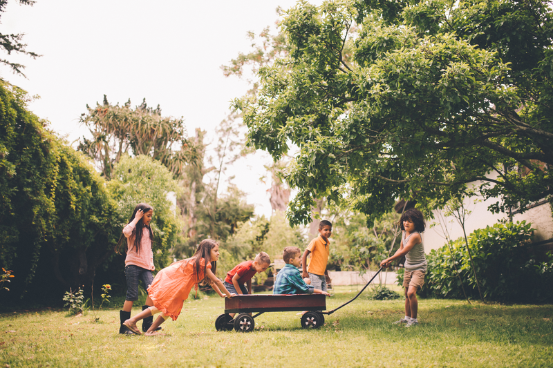 children playing in the garden