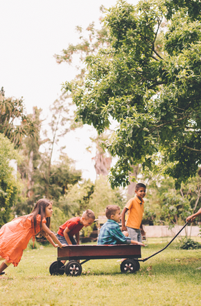 children playing in the garden